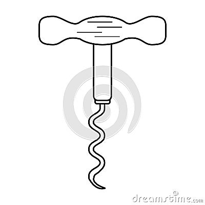 Corkscrew wine handle thin line Vector Illustration