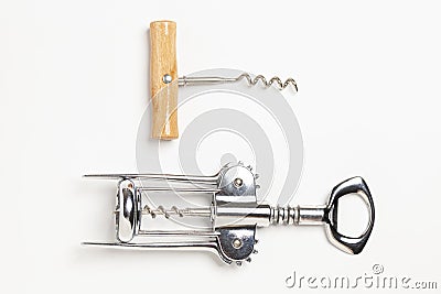 Corkscrews isolated on white background Stock Photo