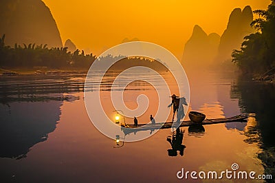 Cormorant fisherman Editorial Stock Photo