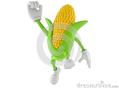 Corn character jumping in joy Stock Photo