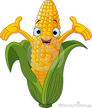 Corn Character Presenting Something Vector Illustration
