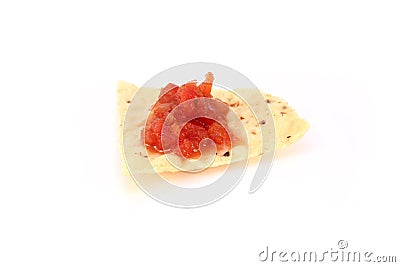 Corn chip with salsa Stock Photo