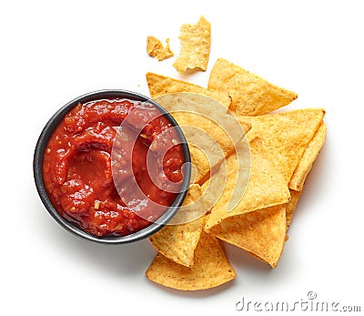 Corn chips nachos and salsa sauce Stock Photo