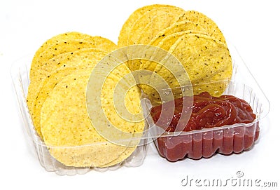 Corn Chips and Salsa Stock Photo