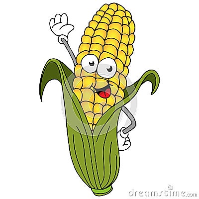 Corn On The Cob Character Vector Illustration