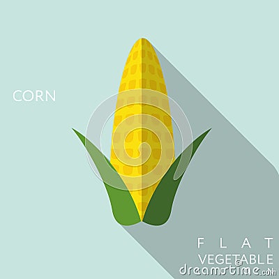 Corn flat icon illustration with long shadow Vector Illustration