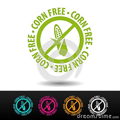 Corn free badge, logo, icon. Flat illustration on white background. Can be used business company Cartoon Illustration