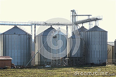 Corn grain silo tanks warehouse plant Stock Photo