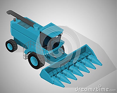 Corn harvester combine. Vector Illustration