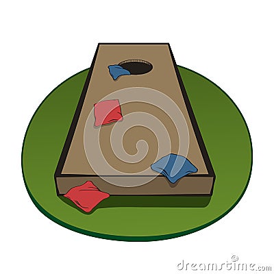 Corn hole board with bags Vector Illustration