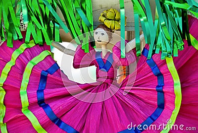 Corn husk doll in Mexican dress Stock Photo