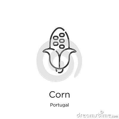 corn icon vector from portugal collection. Thin line corn outline icon vector illustration. Outline, thin line corn icon for Vector Illustration