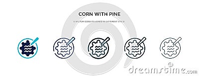 Corn with pine icon in different style vector illustration. two colored and black corn with pine vector icons designed in filled, Vector Illustration