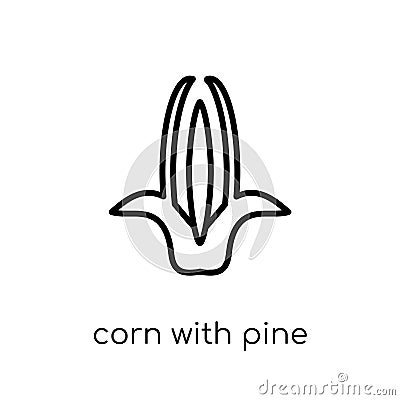 corn with pine icon. Trendy modern flat linear vector corn with Vector Illustration