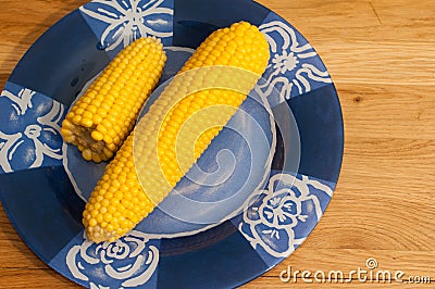 Corn on plate Stock Photo