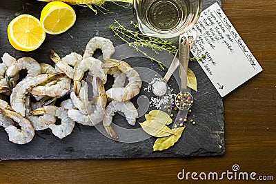 Corn Risotto with Roasted Shrimp Stock Photo