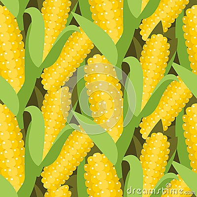 Corn seamless pattern vector illustration. Maize ear or cob. Vector Illustration