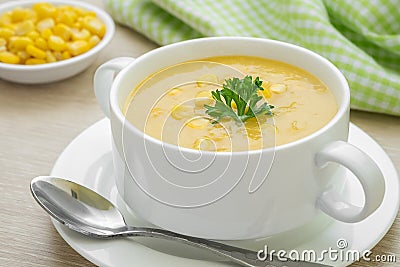 Corn soup in bowl Stock Photo