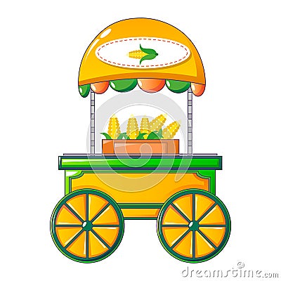 Corn street shop icon, cartoon style Vector Illustration