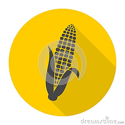 Corn symbol icon with long shadow Vector Illustration