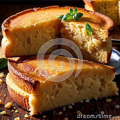 cornbread freshly baked bread, food staple for meals Stock Photo