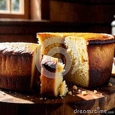 cornbread freshly baked bread, food staple for meals Stock Photo