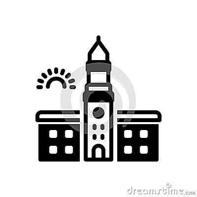 Black solid icon for Cornell, new york and landmark Stock Photo