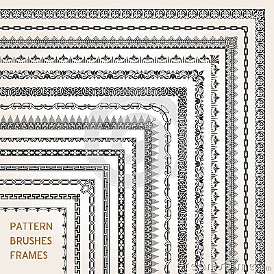 Corner border frame line pattern brushes 1 vector Vector Illustration