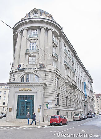 Corner building near St Charle's cathedral in Vienna Editorial Stock Photo