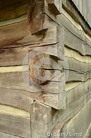 Corner detail of rustic vintage log cabin Stock Photo