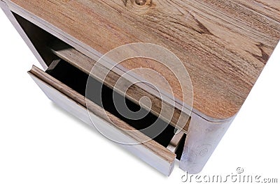 corner detail of teak wood nightstand Stock Photo