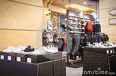 Corner of fashion shoes in promotion hall at Terminal 21 Shopping Mall at Asoke junction Sukhumvit road Bangkok Thailand Editorial Stock Photo