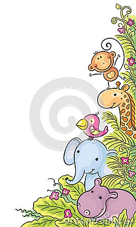 Corner frame with African animals Vector Illustration
