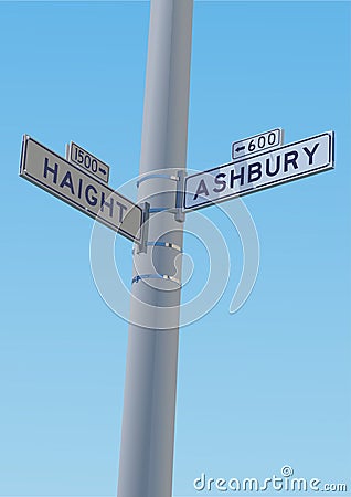 Corner of Haight and Ashbury Vector Illustration