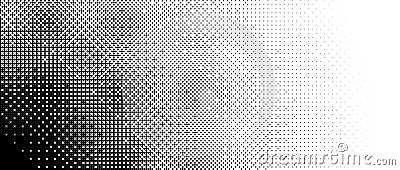 Corner halftone texture. Dotted curve gradient pattern background. Abstract 8 bit faded pop art wallpaper. Vanishing Vector Illustration