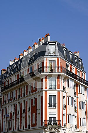 Corner House In Paris Stock Photo