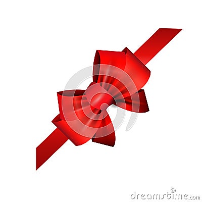 Corner red ribbon and bow vector Vector Illustration