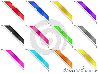 12 corner ribbons with bands Stock Photo