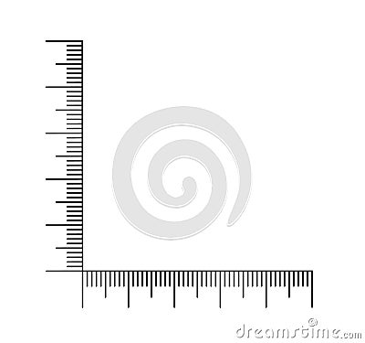 Corner ruler vector. Size indicators set isolated on background. Unit distances. Concept graphic element. Measuring Stock Photo