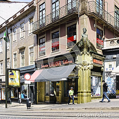 Corner of the streets January 31 and Santa Catalina with a curious facade of a bookstore Editorial Stock Photo