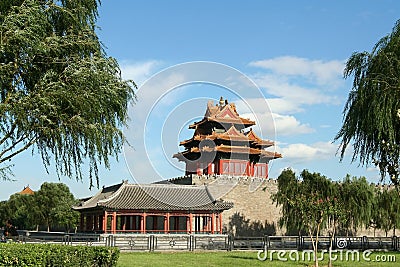 Corner Tower of the Forbidden City in Beijing Stock Photo