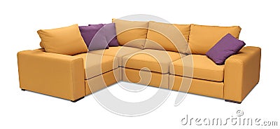 Corner upholstery sofa set with pillows isolated with clipping path Stock Photo