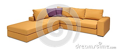 Corner upholstery sofa set with pillows isolated with clipping path Stock Photo