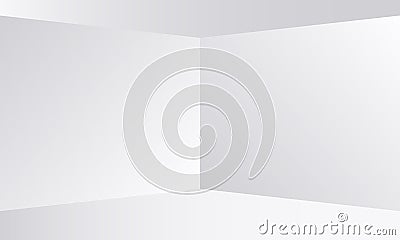 Corner, wall, floor and ceiling of room. 3d room. White empty background with corner floor and ceiling. Blank space with shadow Vector Illustration