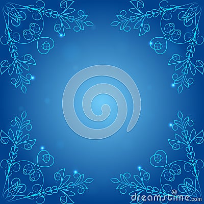 Corners patterns on a blue background, Vector Illustration