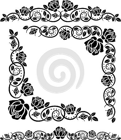 Corners with roses Vector Illustration