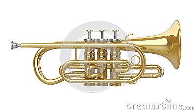 Cornet Brass Instrument Isolated Stock Photo