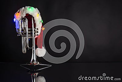 Cornet with Santa hat Stock Photo