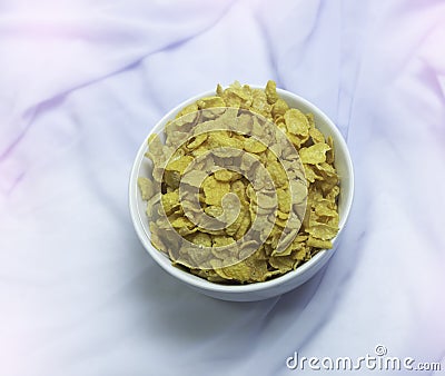 Cornflakes bowl put on background Stock Photo