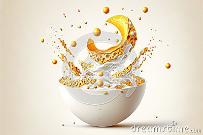 Cornflakes with milk on a white background Stock Photo